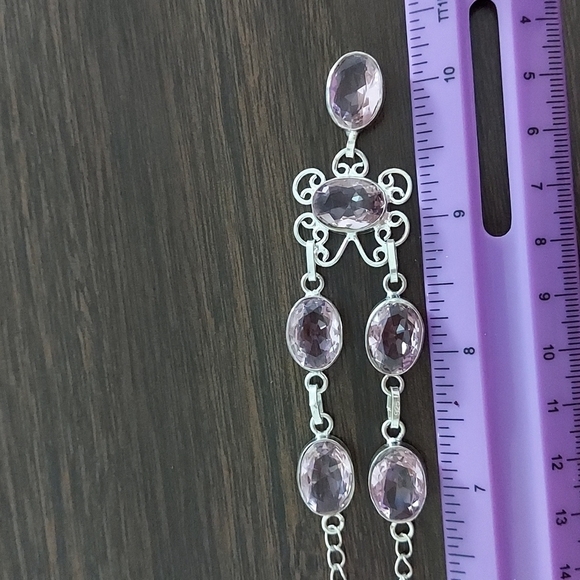 PINK Kunzite Sterling Silver Necklace - Picture 5 of 7